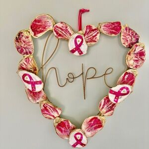 Breast Cancer Oyster Shell Heart of Hope Wreath